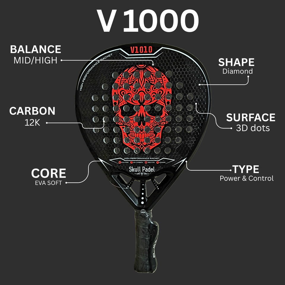 Padel Racket | V1010 RED BLACK 12K CARBON